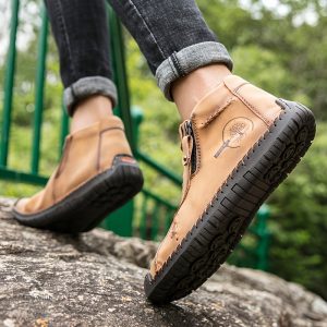 KEZZLY Bottines pour Hommes Artisanales avec Fermeture Éclair - Style Vintage