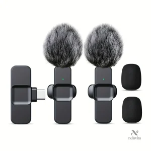 Kit 1, 2 Micros Sans Fil USB-C avec Réduction de Bruit – Lavalier pour Smartphone, YouTube & TikTok