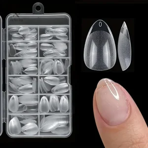 Kit 240 Capsules Faux Ongles Courts Transparent Amande