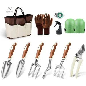 Kit d’outils de jardinage 12 pièces avec gants et sécateur