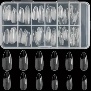 Kit de 120 faux ongles transparents en forme d'amande