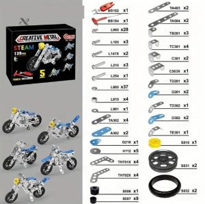 Modélisme en métal, kit moto, 139 pièces pour créatifs