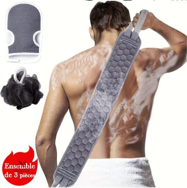 kit-de-gommage-douche-3-pieces-bande-exfoliante-dos-gant-od5sgc-1 Kit Gommage Douche 3 Pièces – Exfoliation pour le corps
