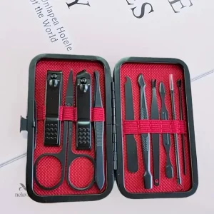 Kit de manucure et pédicure 10 en 1 avec étui rouge élégant
