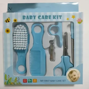 Kit de soins bébé 5 pièces – Brosse, peigne, ciseaux et coupe-ongles pour nouveau-né