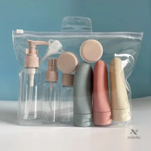 Kit de voyage bébé avec flacons rechargeables et pots portables