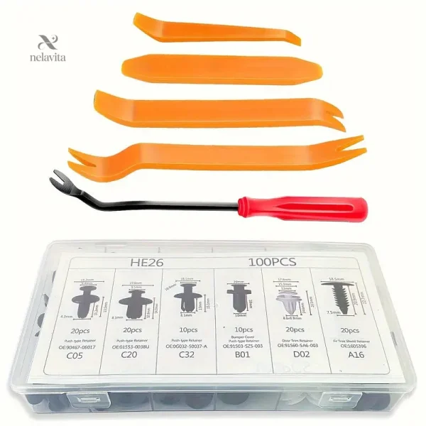 Accessoires pour entretien intérieur automobile avec 100 clips de fixation
