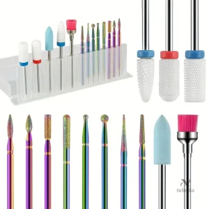 Kit d'embouts de fraise pour ongles, 13 pièces en céramique et carbure