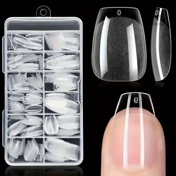 kit-faux-ongles-carres-transparente-capsules-ongles-court-ugkxsx-1 Kit Faux Ongles Carrés Transparente – 240 Pièces