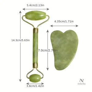 Massage drainant avec roller en jade pour le visage