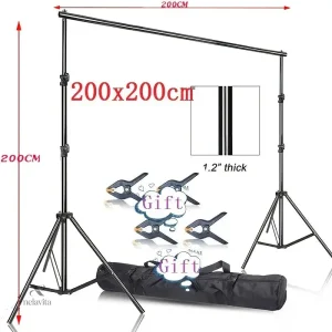 Kit Support Photo 200x200 cm avec Sac et Pinces