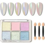 Kit Vernis Poudre Effet Chrome Sirène - 6 Couleurs Pastel