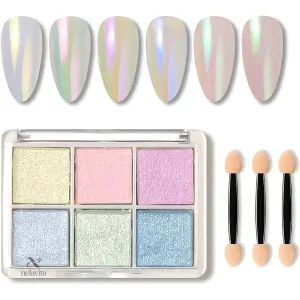 Kit Vernis Poudre Effet Chrome Sirène - 6 Couleurs Pastel