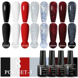 Kit Vernis Semi-Permanent Nude & Multicolore - 8 Couleurs