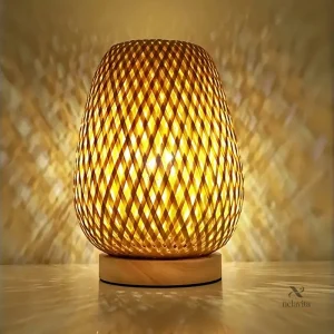 Lampe de bureau en rotin tressé au style bohème