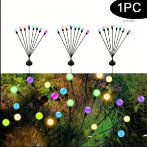 Lampe Solaire Extérieure en Forme de Feu d’Artifice – Éclairage LED Jardin Intelligent, Étanche, à Lumière Chaude ou Multicolore