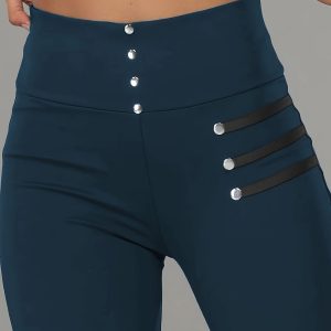 Legging Femme Taille Haute Slim - Détail Faux Bouton