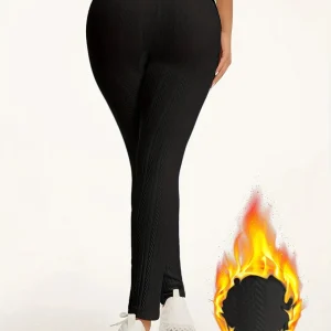 Legging thermique femme taille haute – Doublé polaire effet gainant pour l’hiver