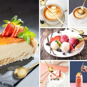 Quatuor de cuillères dorées, idéal pour les amateurs de café