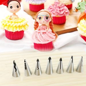 Accessoires de pâtisserie : 7 douilles inox plissées