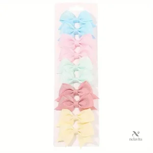Lot de 10 Barrettes Nœud Colorées en Tissu, Pinces Cheveux Antidérapantes et Confortables pour Filles