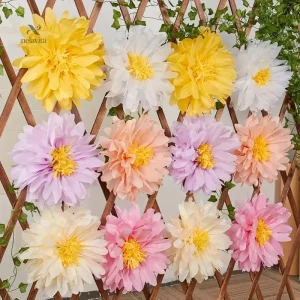 Lot de 12 Fleurs Murales en Papier – Décorations Colorées de 25 cm pour Salle de Classe ou Fête à Thème