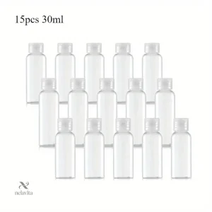 Lot de 15 flacons rechargeables 30, 50, 100ml – Pots de toilette bébé transparents pour voyage et soins