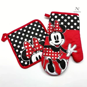Lot de 2 gants de cuisine Disney Minnie Mouse avec manique assortie