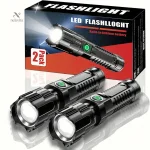 Lot de 2 lampes torches LED rechargeables ultra puissantes