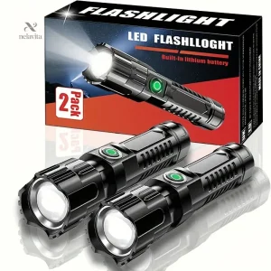 Lot de 2 lampes torches LED rechargeables ultra puissantes