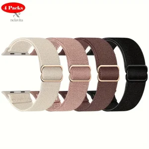 Lot de 4 Bracelets Nylon Réglables pour Apple Watch – Confort, Style & Durabilité au Quotidien