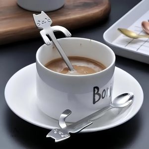 Cuillères à café inox au design chat, lot de 4