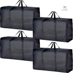 Lot de 4 grands sacs de rangement noirs pour vêtements et couettes