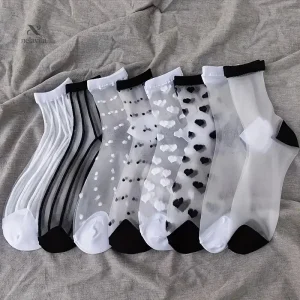 Lot de 4 Paires de Chaussettes Transparentes Élégantes pour Femme