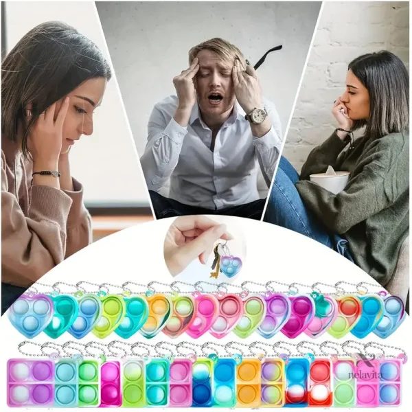Porte-clés en silicone à bulles pour un plaisir tactile