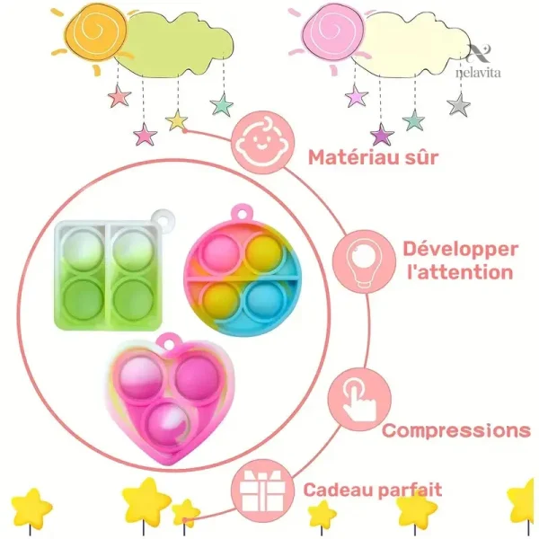 Jouets colorés en silicone pour stimuler les sens des enfants