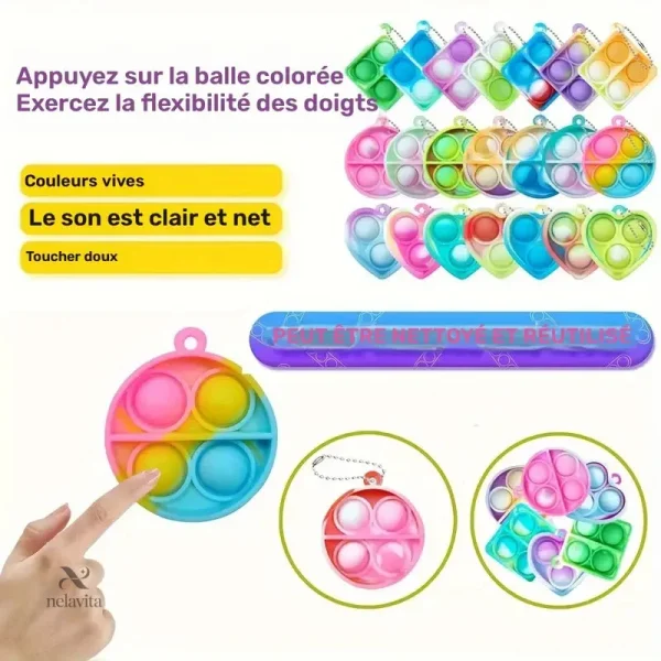 Porte-clés amusants Pop It – Idéal pour les jeux et la relaxation