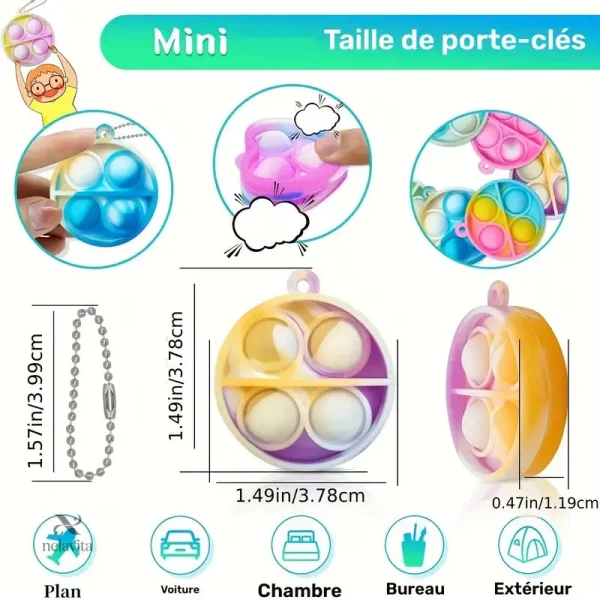 Accessoires ludiques pour enfants – Porte-clés antistress colorés