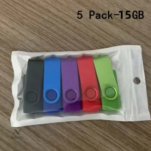 Lot de 5 Clés USB Multicolores – Stockage Portable Pivotant pour Ordinateur, Bureau et École