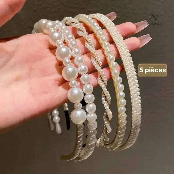 lot-de-5-serre-tetes-femme-perles-blanches-accessoires-ch-35x8pm-1 Lot de 5 serre-têtes avec perles blanches pour femmes