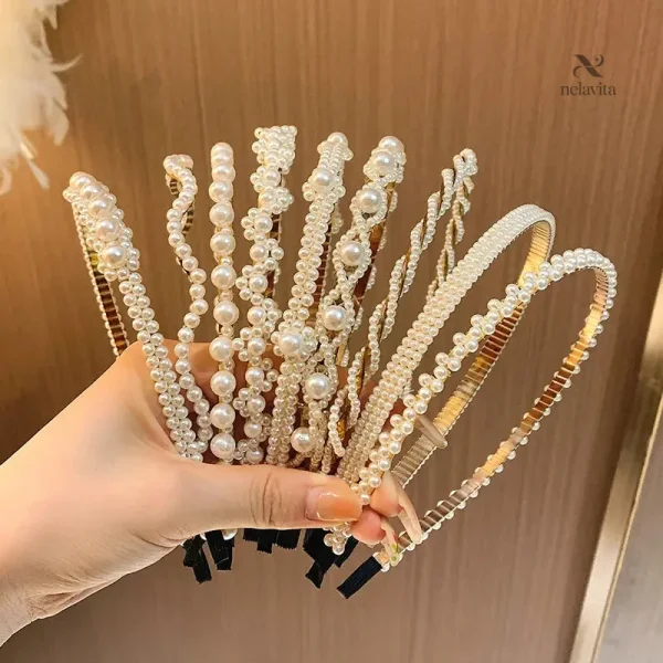 Accessoires cheveux tendance : serre-têtes avec perles blanches