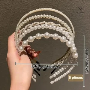 Serre-têtes féminins en perles blanches, idéal pour toutes occasions