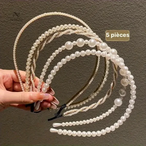 Ensemble de serre-têtes perles blanches, accessoire mode incontournable