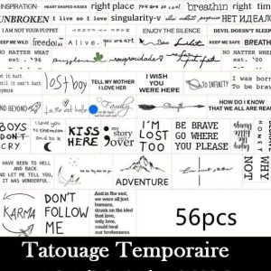 Tatouages éphémères avec phrases inspirantes pour le corps