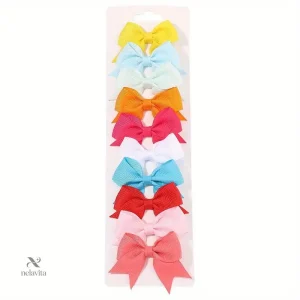 Lot de 6 Barrettes Nœuds Colorés pour Cheveux Enfant – Accessoires Pastel Élégants