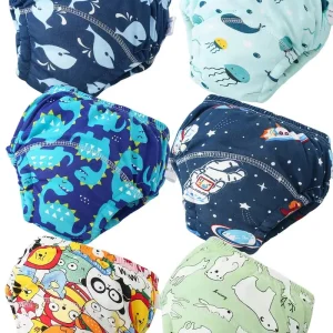 Lot de 6 Couches Lavables Bébé Réutilisables – Culottes d’Apprentissage Étanches avec Motifs Colorés