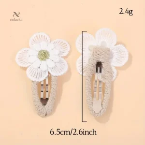 Lot de Barrettes Cheveux Enfant avec Fleurs Blanches – Accessoires Élégants et Colorés