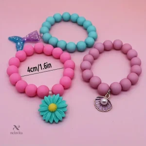 Lot de bracelets élastiques enfants avec perles colorées