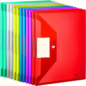 Lot de chemises plastiques colorées A4 avec étiquette