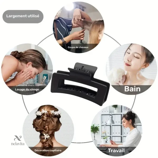 Pinces à cheveux rectangles, maintien sûr et style moderne